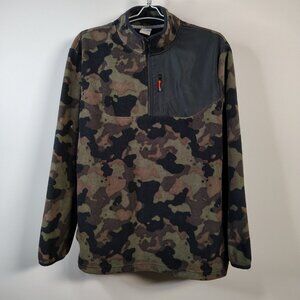 STARTER Fleece Sweatshirt Size XL 46-48 Camouflage 1/4 Zip Pullover Y2K Athletic